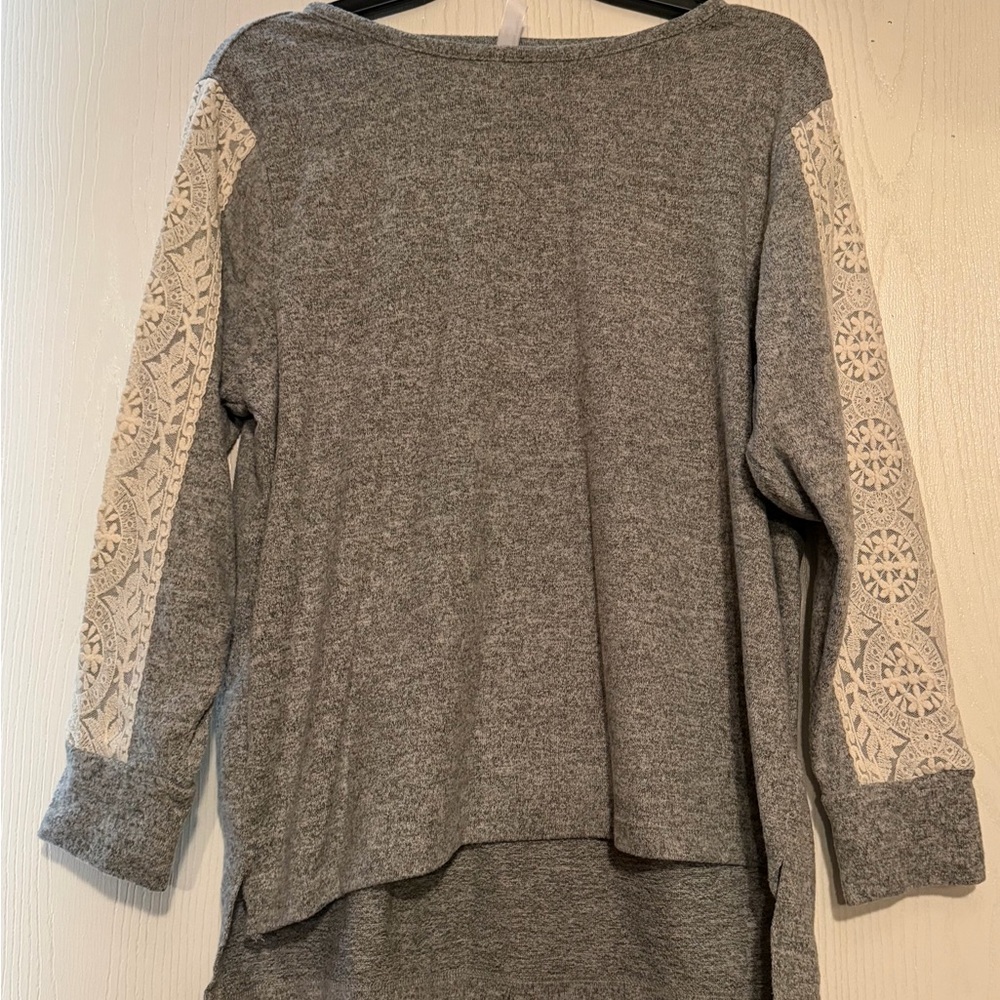 Flora Nikrooz Gray Sweatshirt and Pants with Lace Accents